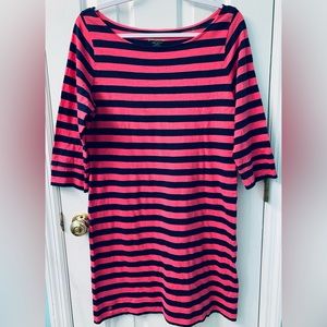 Women’s Lilly Pulitzer Cassie Kissy Pink Navy Striped Dress Size Large